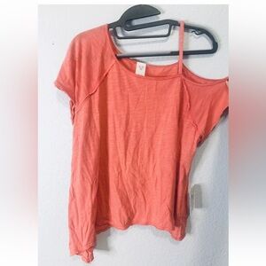 We The Free People Womens Short Sleeve Shirt Cold Shoulder NWT